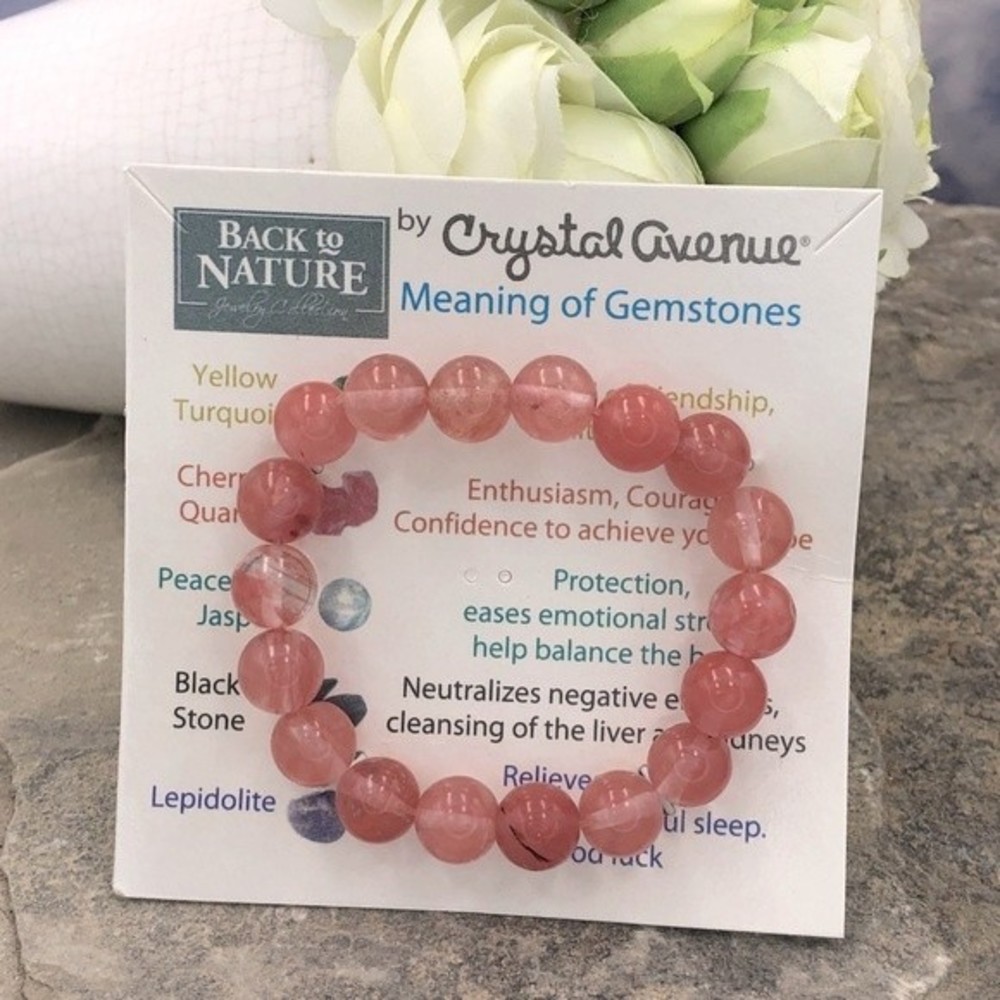 🌼 Cherry Quartz Stone Pink Stretch Bracelet